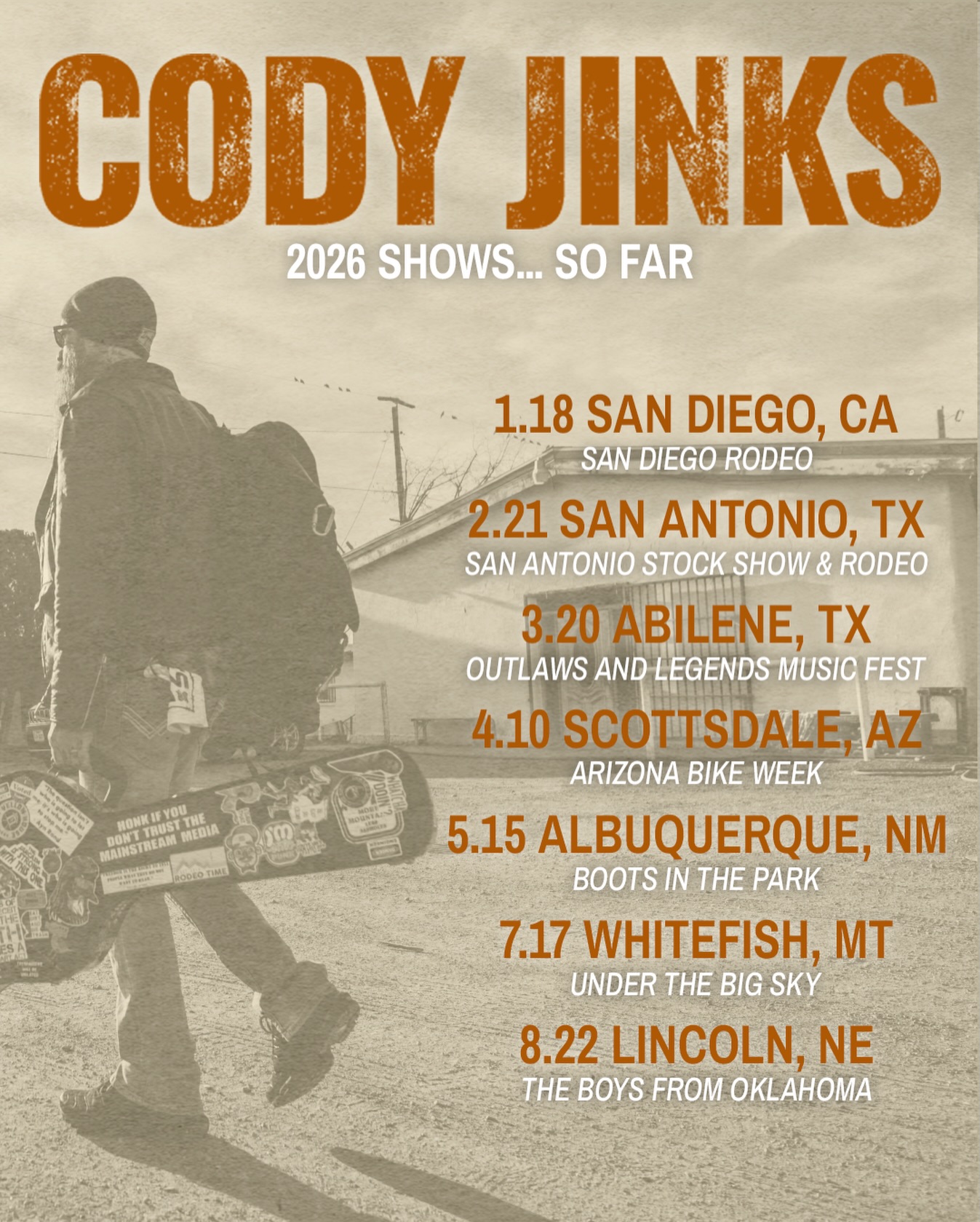 Cody Jinks Tour Poster 2026